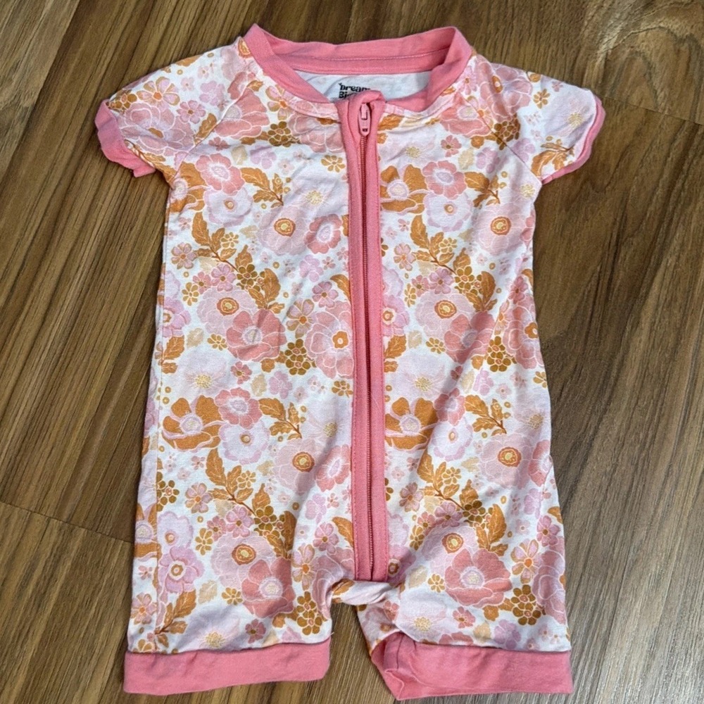 Dream Big Little Baby Girls 0-3 Months Floral Romper Outfit Bamboo EUC